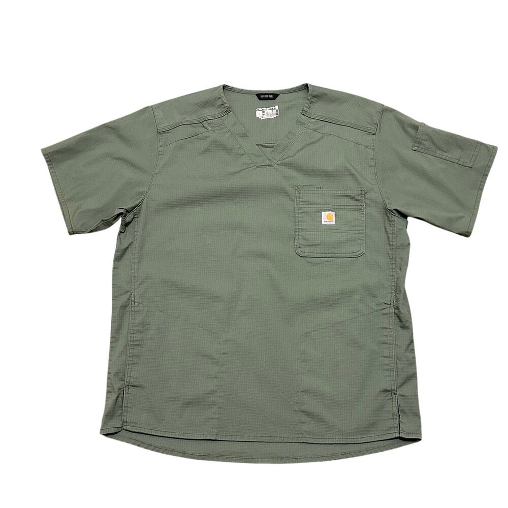 Carhartt Men's C16418 Rugged Flex Ripstop Scrub Top Green Large
